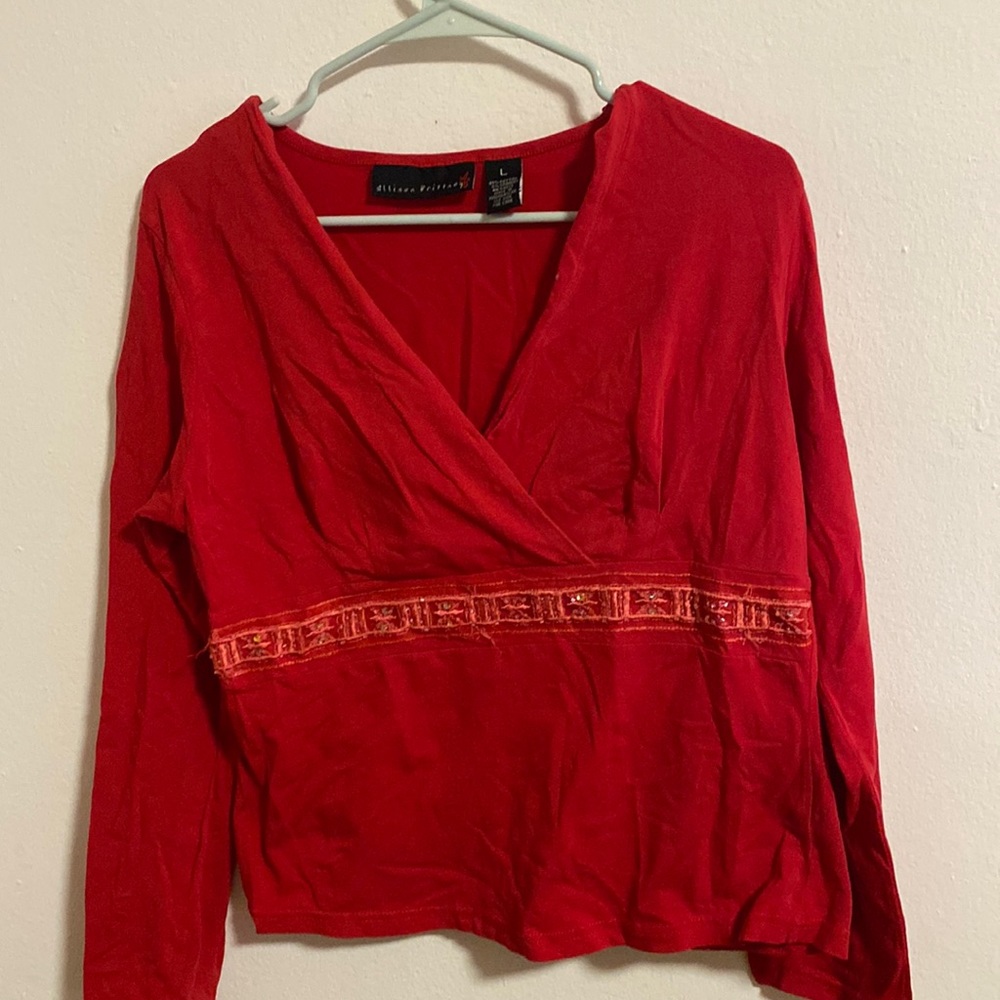 Red long sleeve top